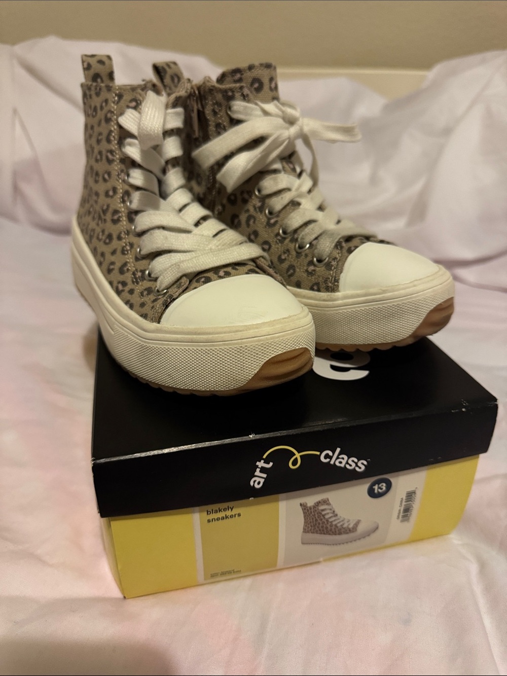Art Class by Target High-Top Leopard Print Girl’s Sneakers - Beige/ Pink Animal